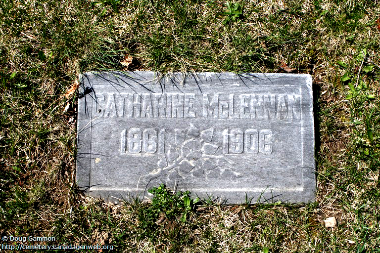 Photo of headstones/Catherine McLennan 1861-1906 hdstn Gillies cem Wst Elgin